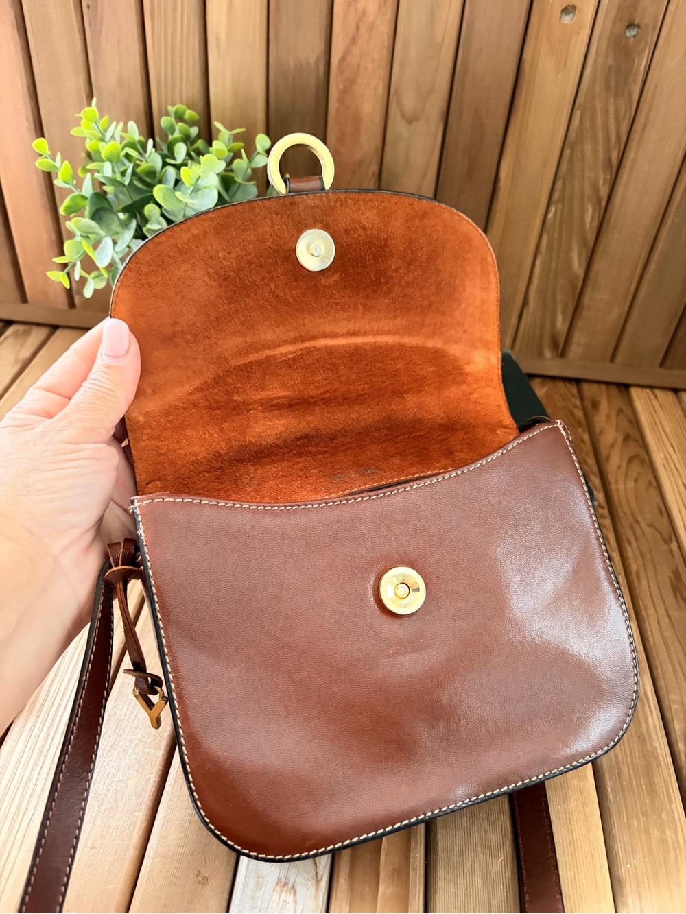 Gold Pfeil Oxford Leather Crossbody Bag by Karl Schaar Rare Vintage - Picture 9 of 16